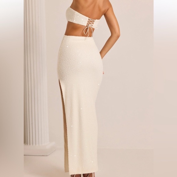 Oh Polly White Strapless Bodycon Maxi Dress - Picture 3 of 6